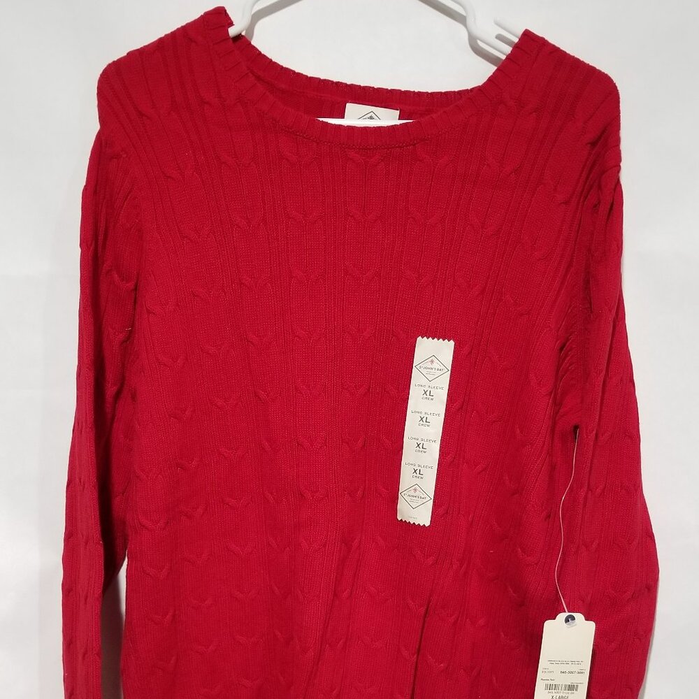 St. John's Bay Women's XL Rumba Red Pullover Cable Knit Sweater NWT NEW
